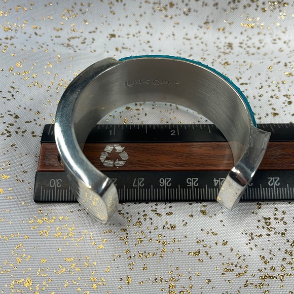 Rustic cuff bracelet bangle stingray Dallas blue silver - Picture 3 of 5
